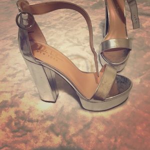 Silver platform heels